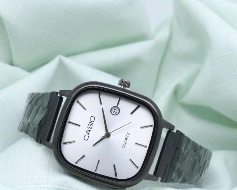 ساعة كاسيو مربعة ستانلس ستيل مقاومة للماء | الأكثر طلباً | CASIO-001-ES