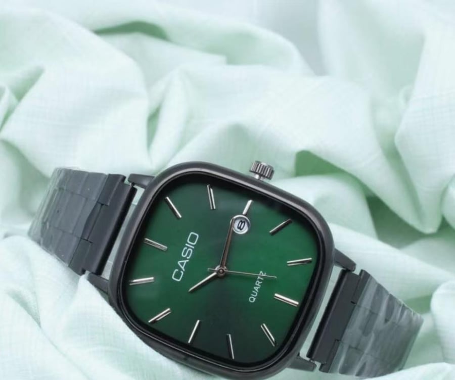 ساعة كاسيو مربعة ستانلس ستيل مقاومة للماء | الأكثر طلباً | CASIO-001-ES