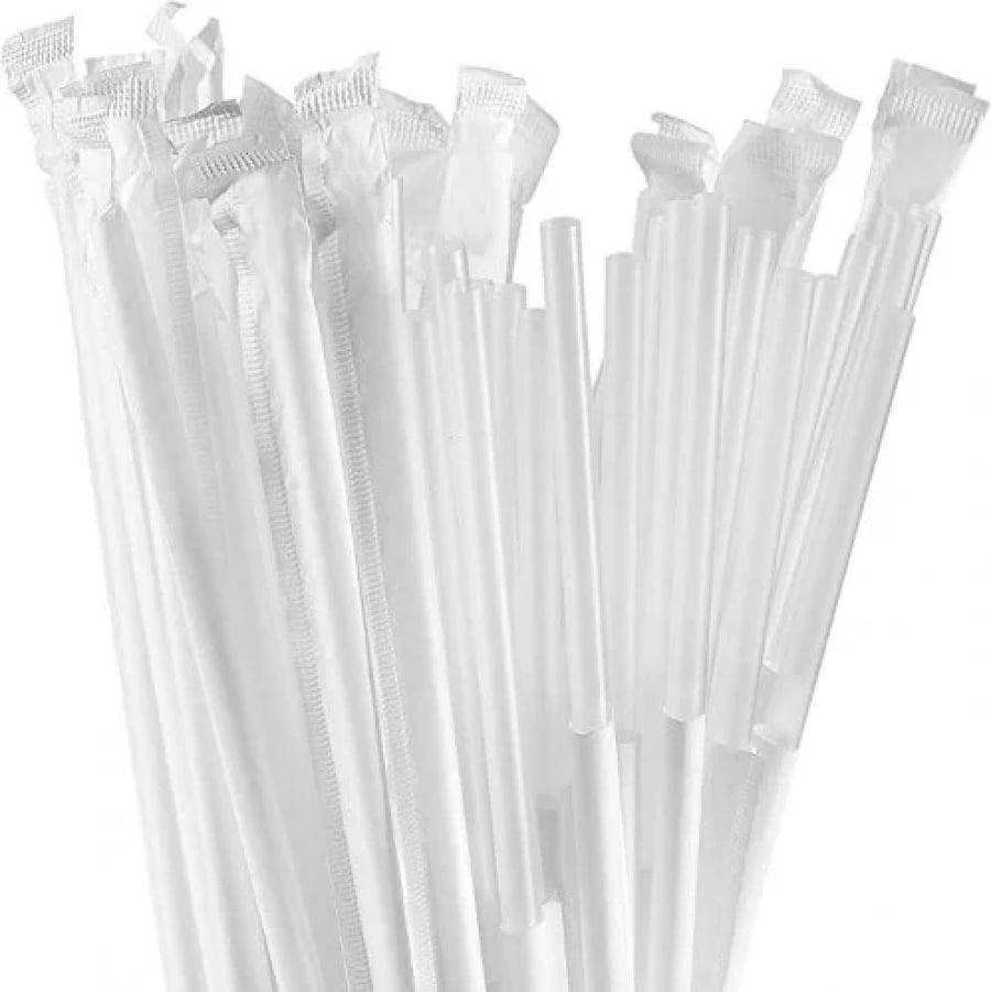 مصاص شفاف مستقيم مغلف ٨مم ربطة ٢٥٠حبة