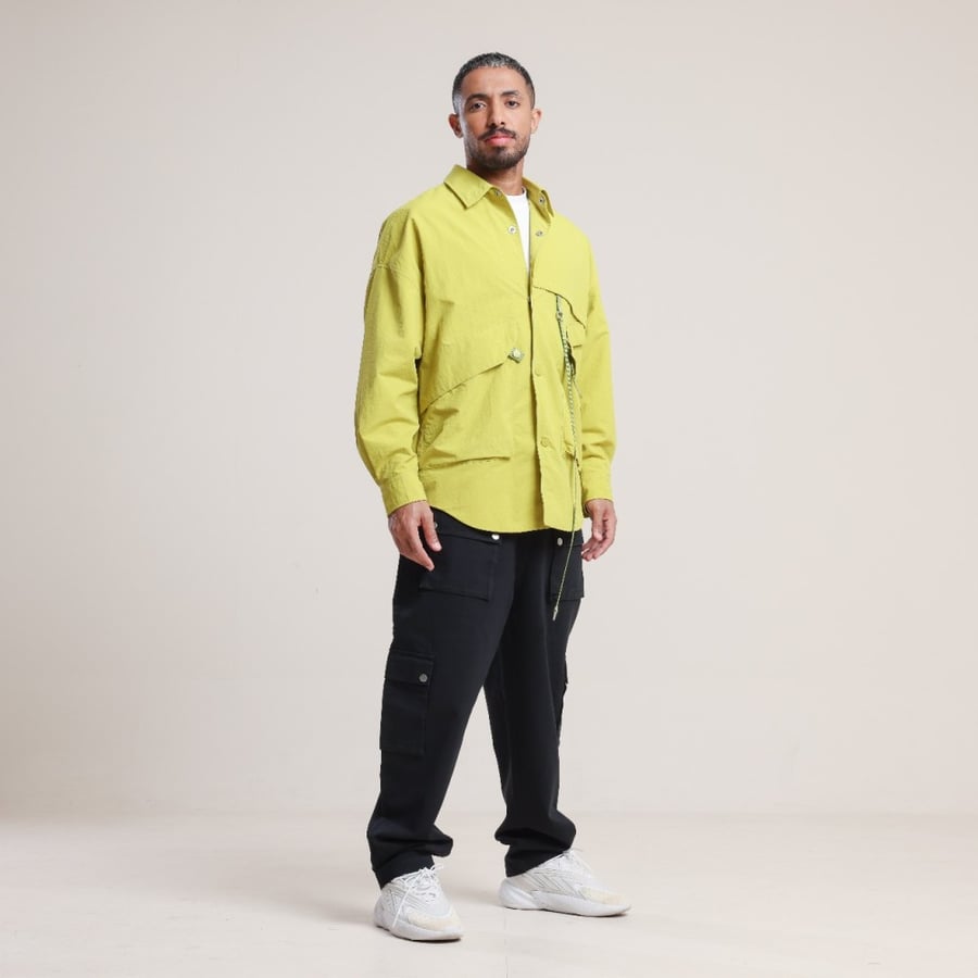 قميص رجالي بأكمام طويلة وجيوب أمامية | Men's long sleeve shirt with front pockets