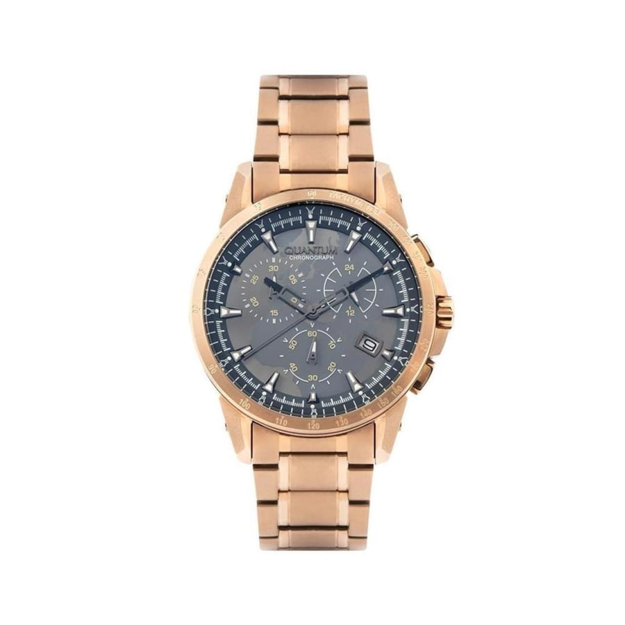 ساعة كوانتوم كرونوغراف للرجال بقرص معدني|QUANTUM Men's Chronograph Gun Metal Dial Watch