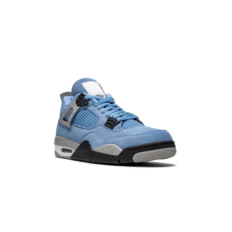 حذاء اير جوردن بلو سويدي جوردان 4 ريترو يونيفيرسيتي بلو | Air Jordans Blue Suede Jordan 4 Retro University Blue Sneakers
