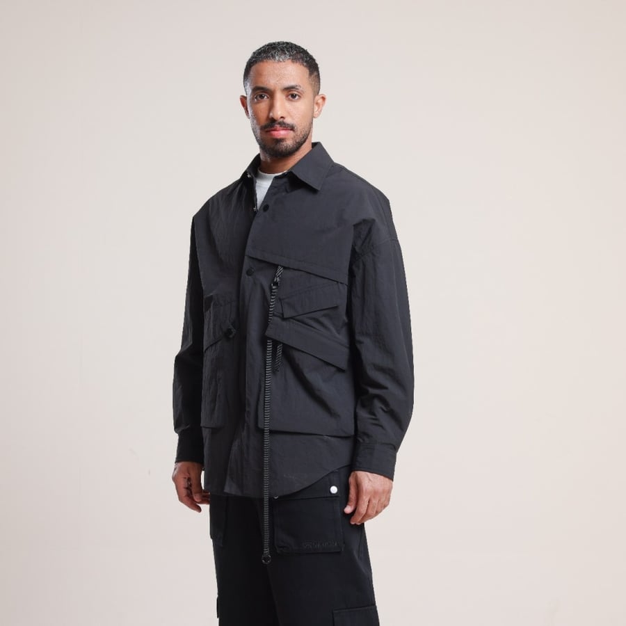 قميص رجالي سادة بأكمام طويلة - لون أسود | men's formal long-sleeved shirt