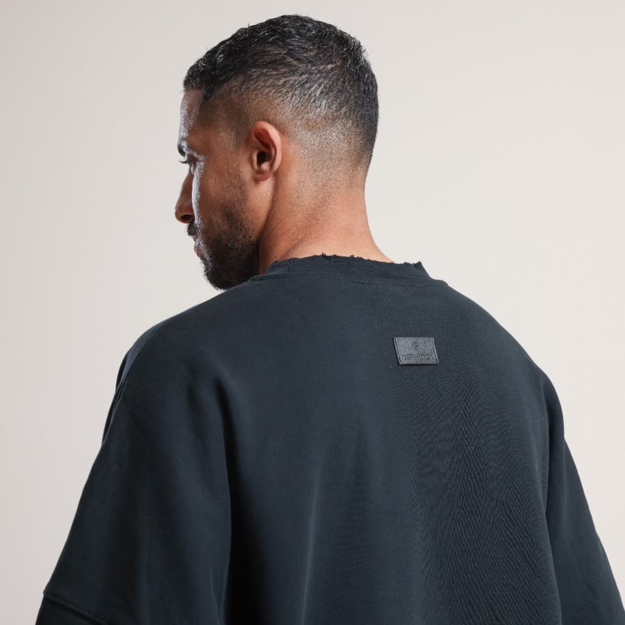 طقم سويت شيرت و بنطال رياضي كاجوال  - لون أسود |Casual sweatshirt and sweatpants set
