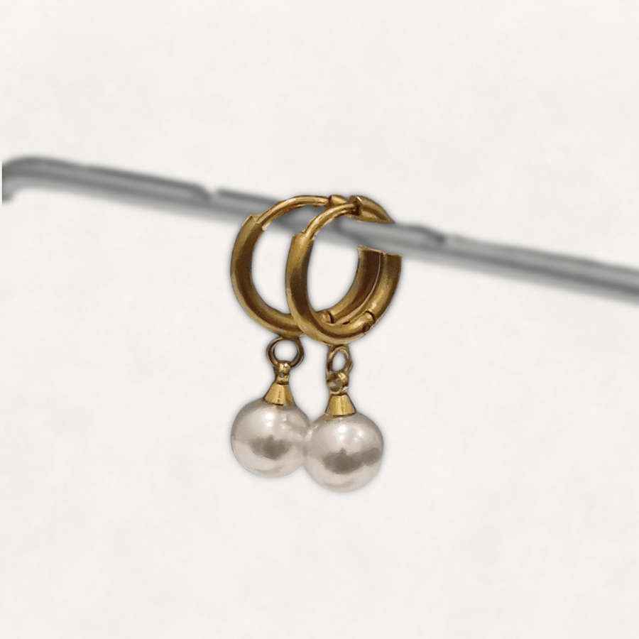 Pearl Gold Hoop Earrings
