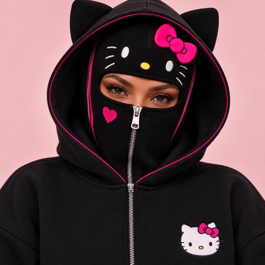 هودي Kitty بغطاء وجه