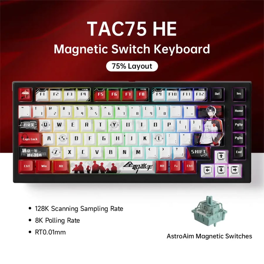 Akko TAC75 HE لوحة المفاتيح الميكانيكية 75% التبديل المغناطيسي الزناد السريع 0.01 مللي متر ARGB 8K معدل الاستقطاب السلكية ألعاب لوحة المفاتيح المخصصة