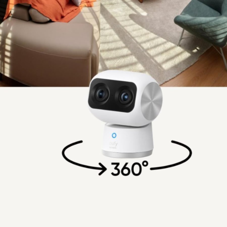 كاميرا eufy S350 داخلية 4K مزدوجة – تكبير 8X بزاوية 360° مع ذكاء اصطناعي