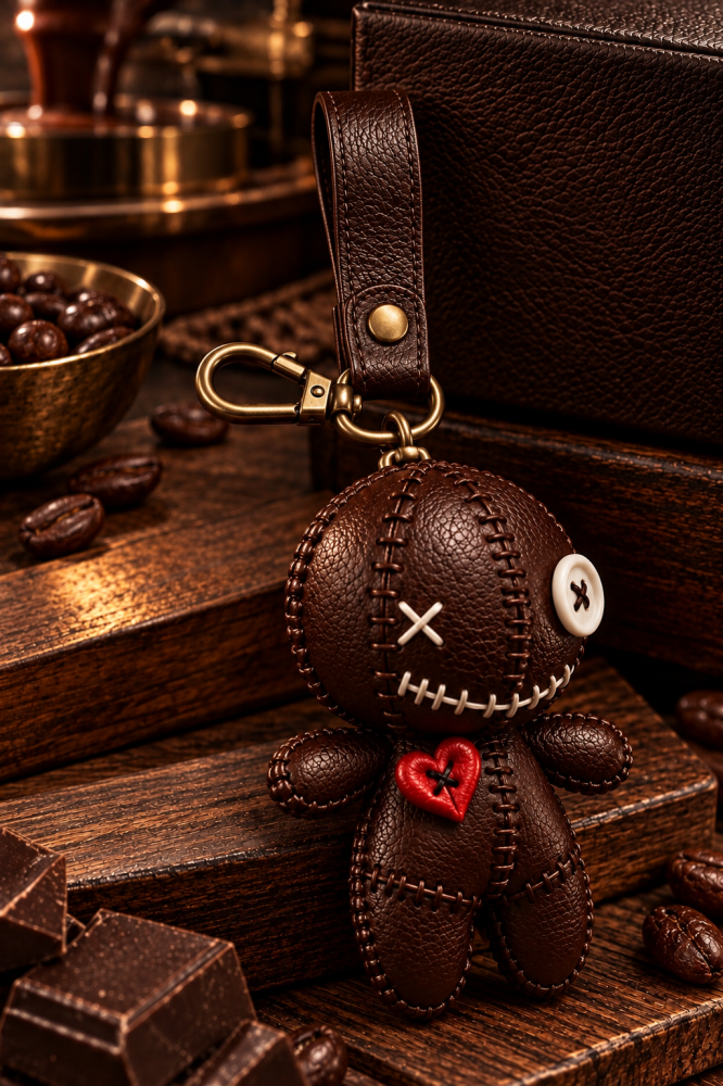 A terrifying voodoo doll pendant made of natural cowhide