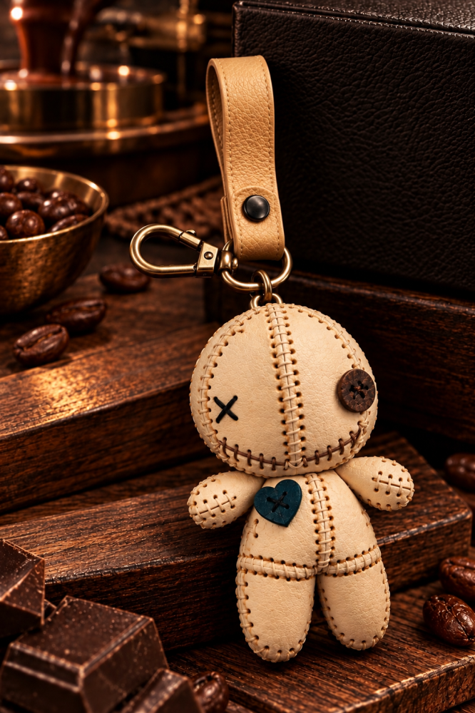 A terrifying voodoo doll pendant made of genuine cowhide