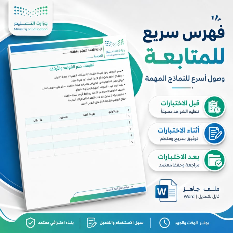 Test certificates file and closing of test works 1447 AH – 2026 AD | Editable Word