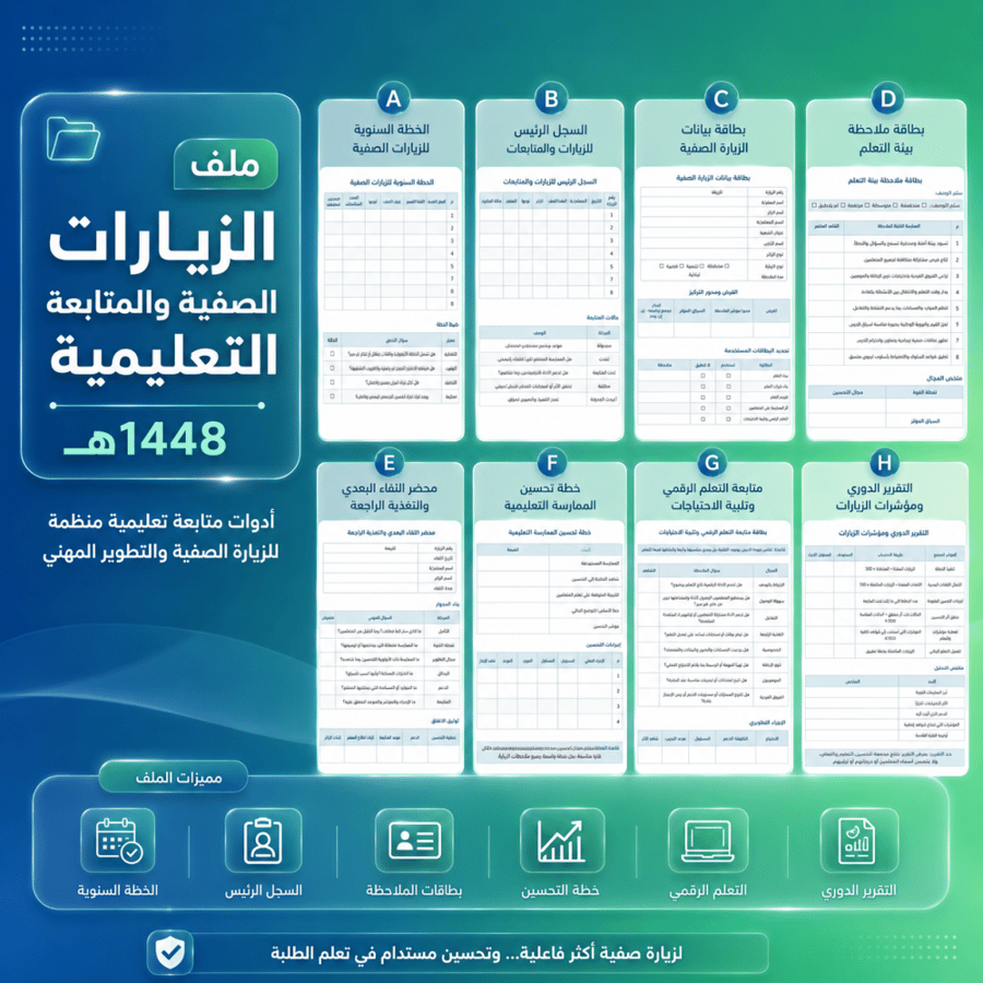 ملف الزيارات الصفية والمتابعة التعليمية 1448هـ | Word قابل للتعديل