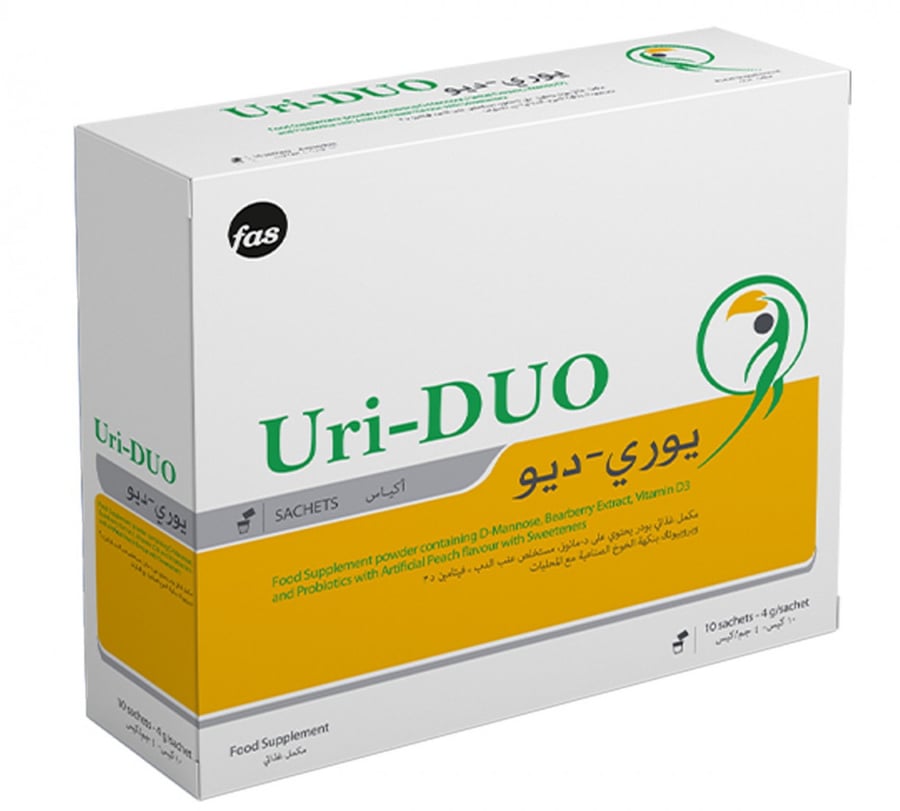 يوري ديو مكمل غذائي من مستخلص عنب الدب وفيتامين د3 10 كيس URI DUO FOOD SUPPLEMENT POWDER