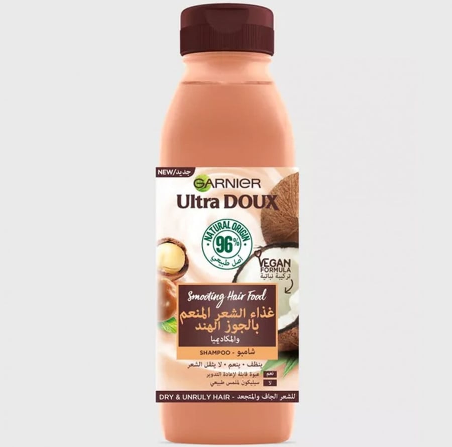 غارنيه الترا دوكس شامبو غذاء الشعر المنعم بجوز الهند والمكاديميا 350مل GARNIER ULTRA DOUX SMOOTING HAIR FOOD SHAMPOO