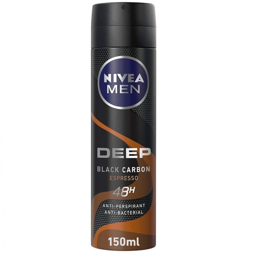 نيفيا مان بخاخ ديب بلاك كاربون اسبريسو مضاد التعرق للرجال 150 مل NIVEA ANTI PERSPIRANT DEEP BLACK CARBON ESPRESSO DEODORANT