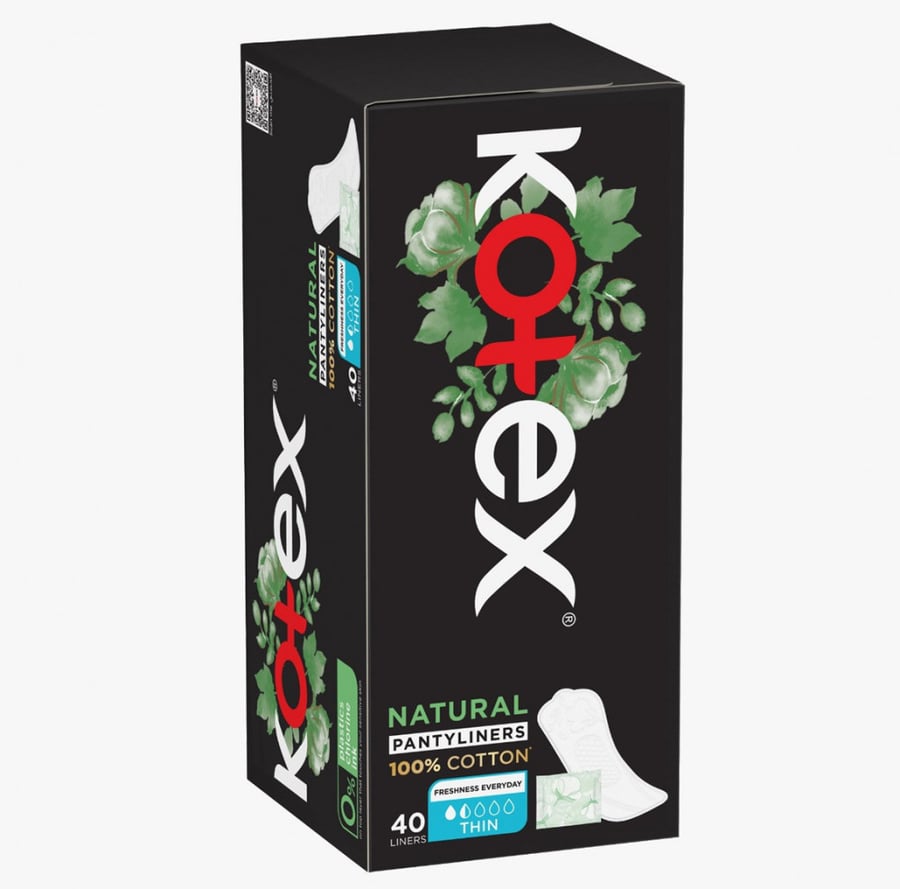 كوتكس فوط نسائية ناتشورال بطانة الملابس الداخلية نحيفة KOTEX NATURAL PANTYLINERS THIN 40LINERS