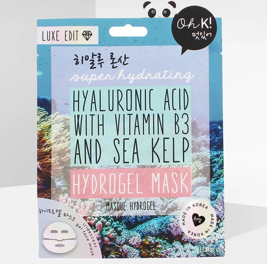 قناع الوجه oh k الترطيب الفائق بخلاصة عشب البحر والهالورونيك OH K HYALURONIC ACID WITH VITAMIN B3 AND SEA KELP HYDROGEL MASK