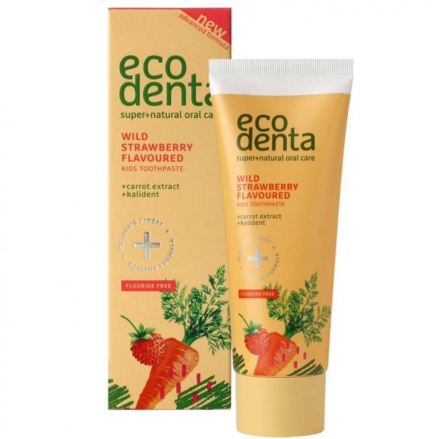 ايكو دنتا معجون اسنان للاطفال بنكهة الفراولة والجزر 100 مل ECO DENTA SUPER+NATURAL ORAL CARE WILDSTRAWBERRY FLAVOURED