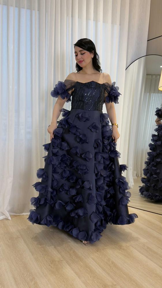 Evening dress pink navy blue