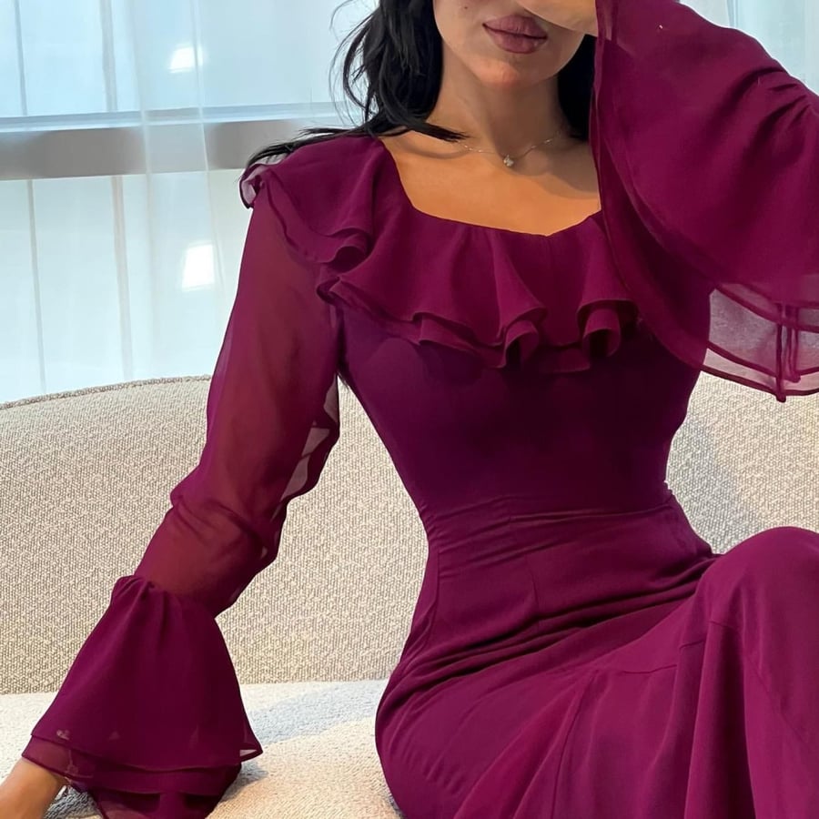 Women's dress long sleeves open