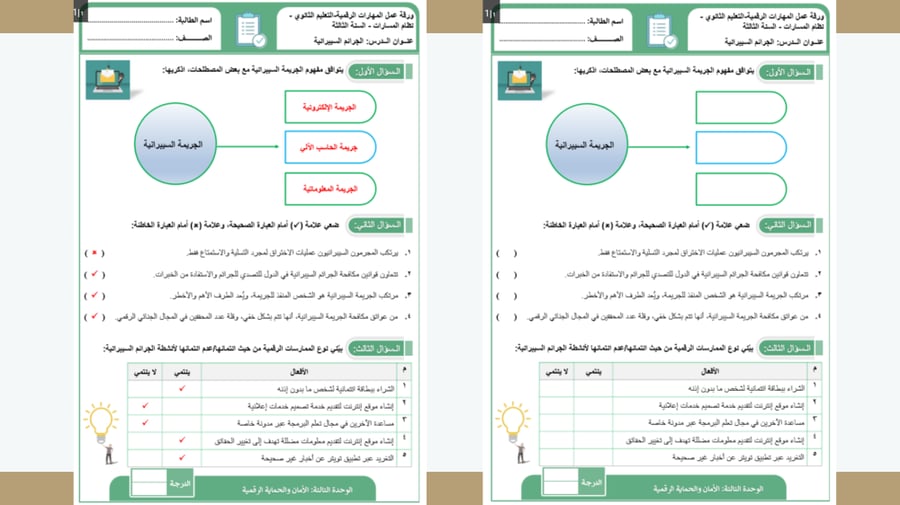 حل المواطنه الرقميه ثالث ثانوي