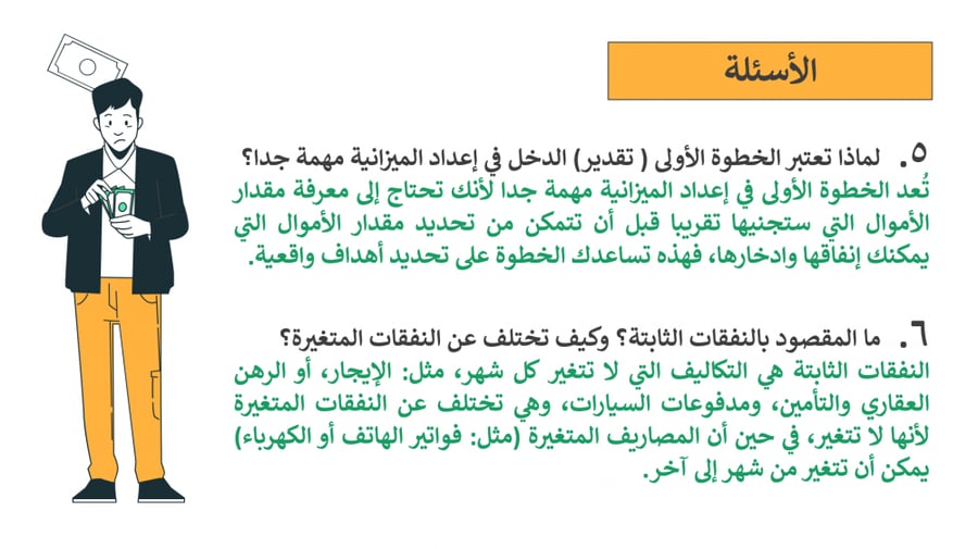 حل اوراق عمل المعرفة المالية اول ثانوي