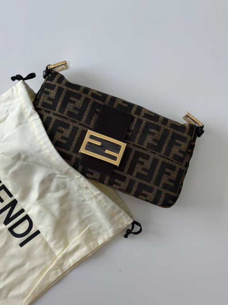 Tobacco brown FF jacquard fabric bag | ماستر كواليتي
