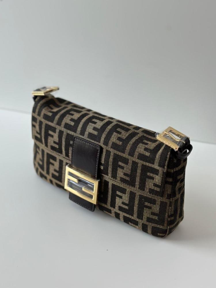 Tobacco brown FF jacquard fabric bag | ماستر كواليتي