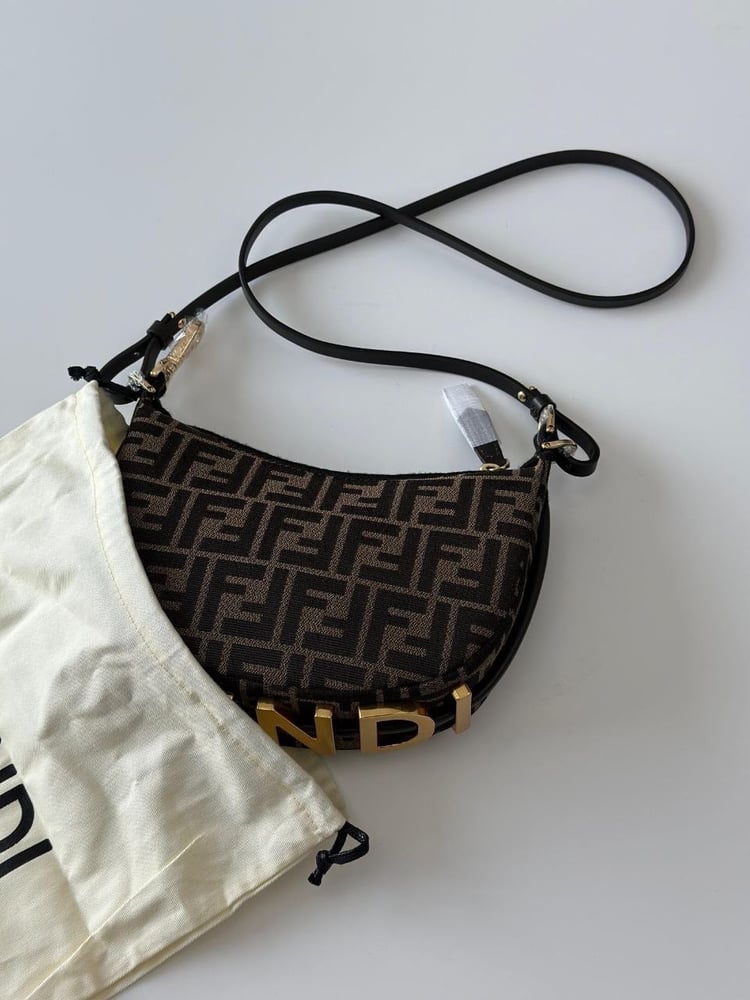 Brown FF jacquard fabric bag | ماستر كواليتي