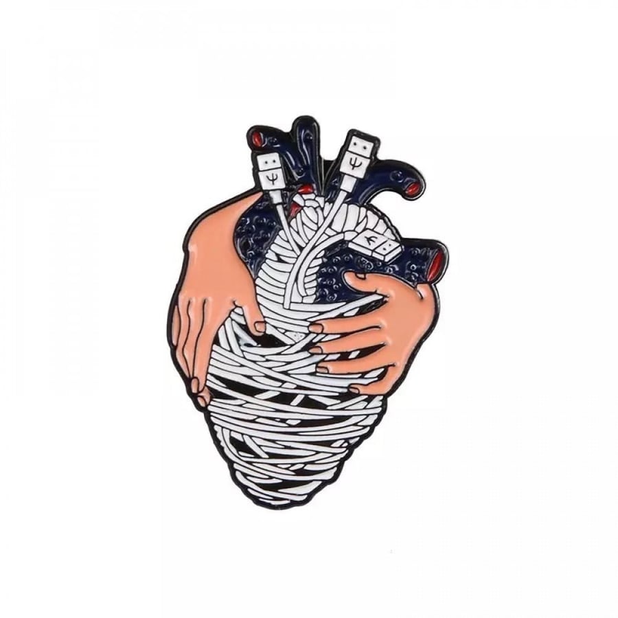 Heart brooch with wires
