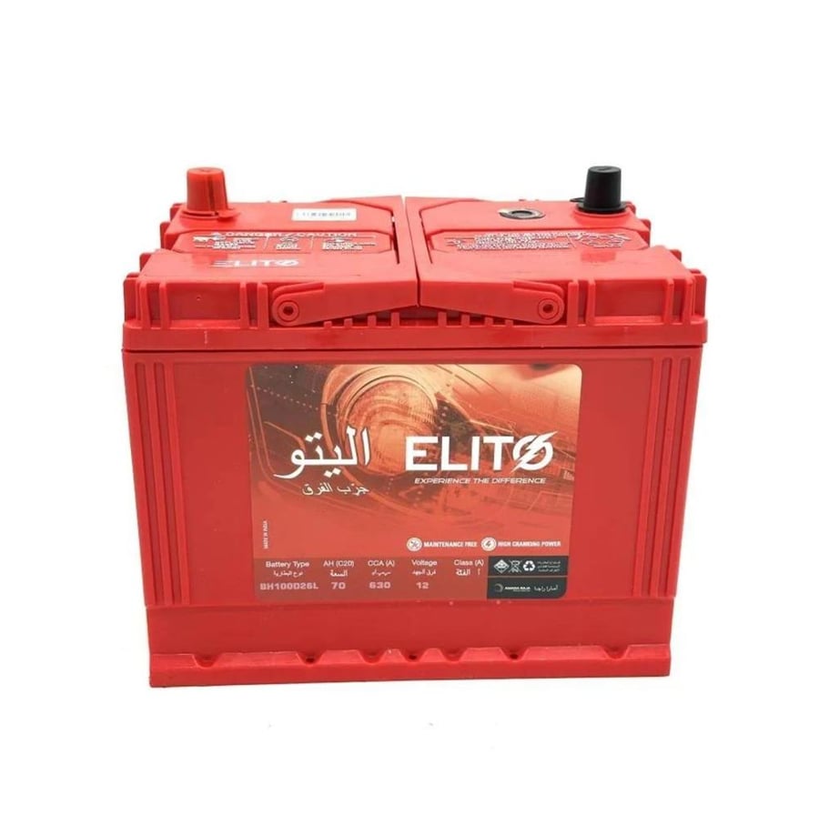 بطارية اليتو 70 امبير ضمان 15 شهر هندي ELITO 100D26L 70Ah 12V CCA 630