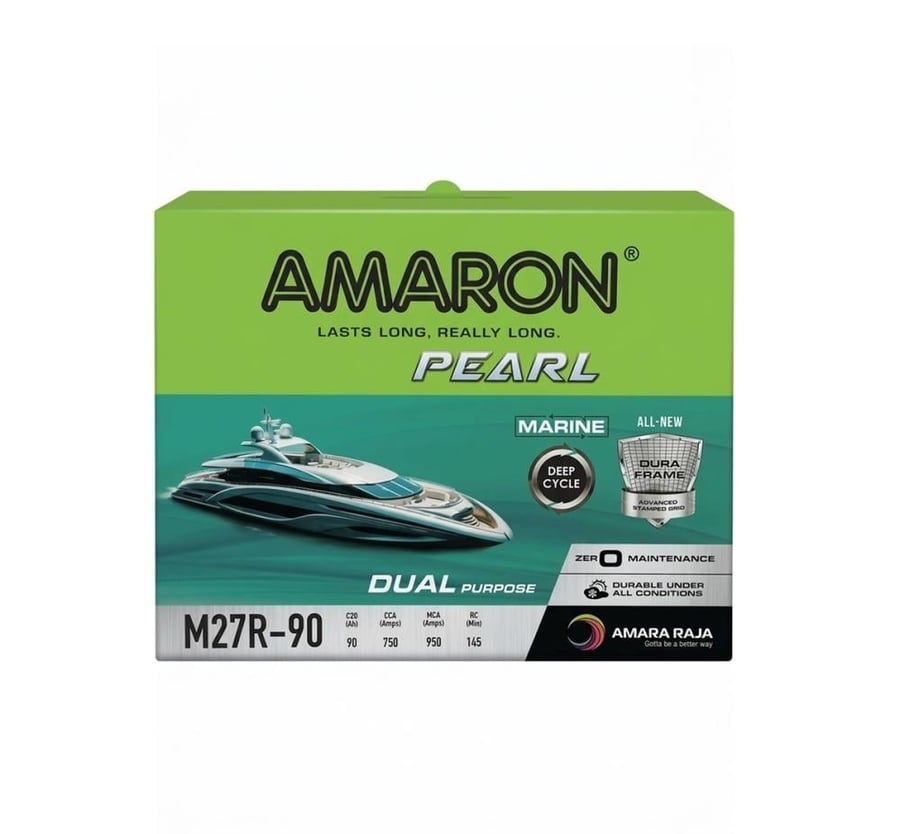 بطارية امارون 90 امبير ضمان سنة هندي AMARON M27R-90Ah CCA 750 Dual-Pur