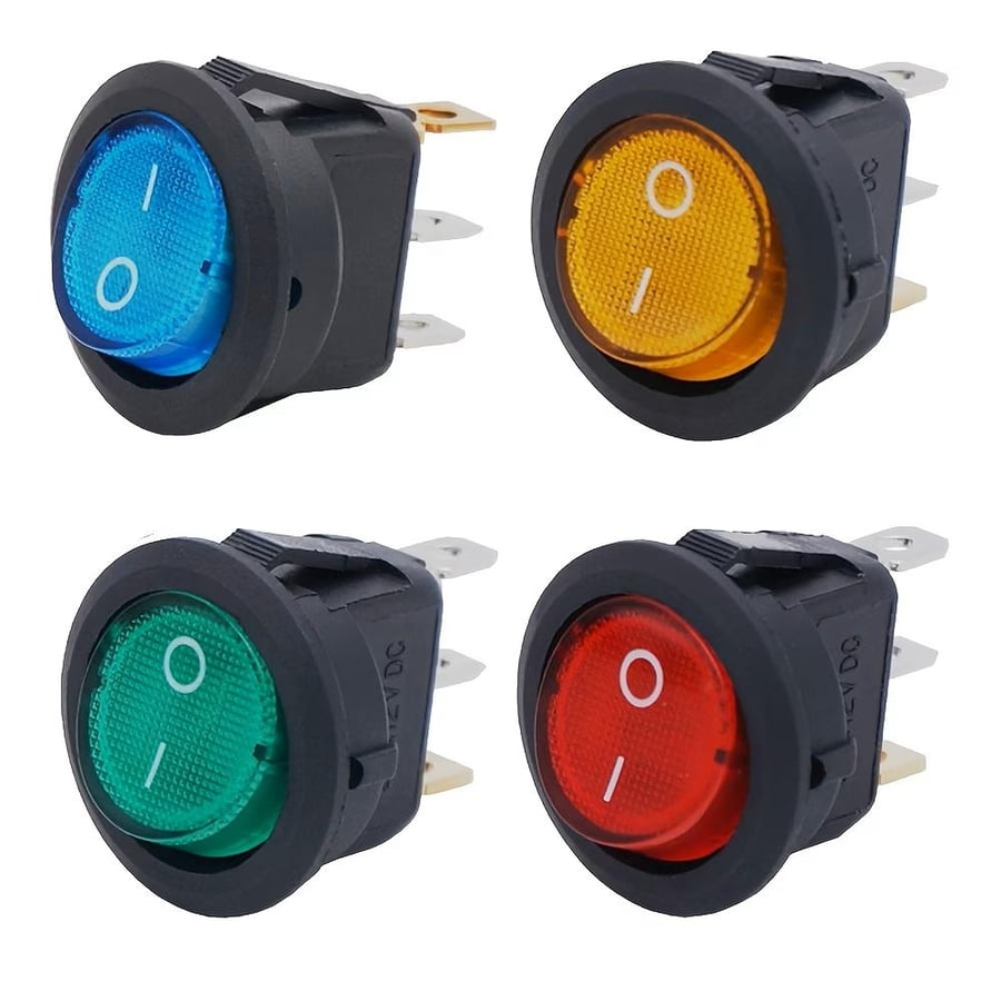 مفتاح تشغيل/إيقاف LED ثلاثية الأطراف لون الأحمر وأصفر وأزرق وأخضر مناس