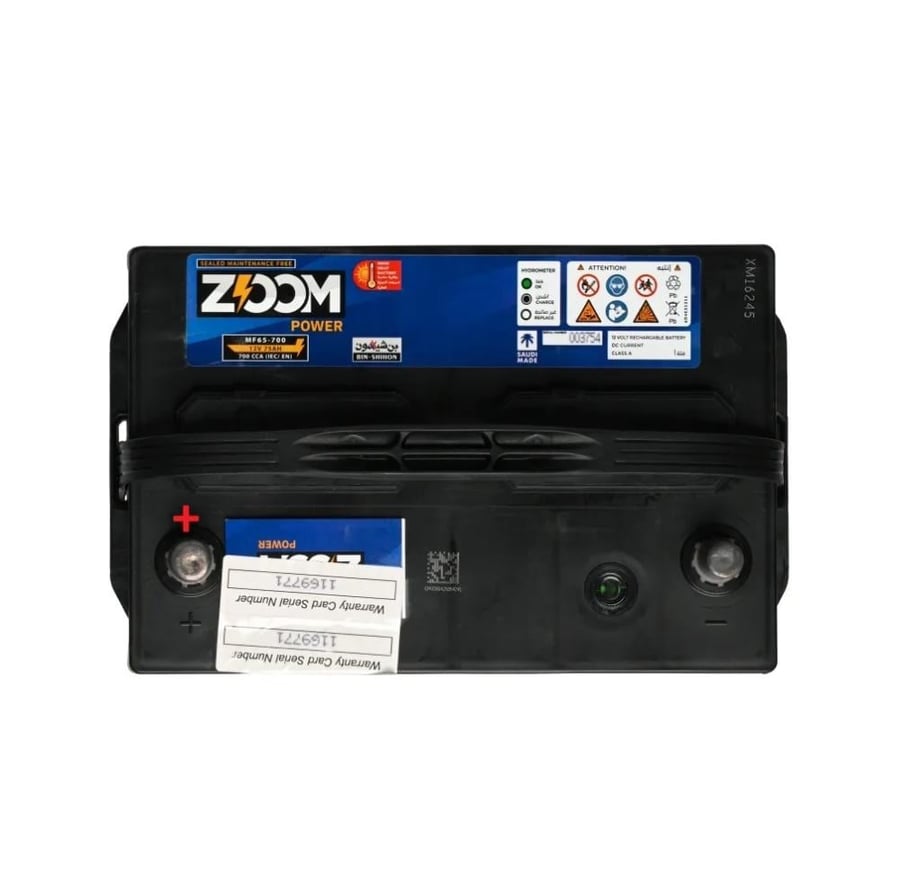 بطارية زووم 75 امبير سعودي لسيارات الفورد ضمان سنة ZOOM 75 Ah 12V MF65