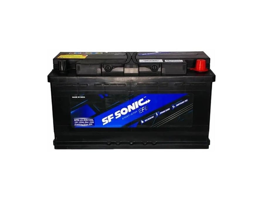 بطارية اس اف سونيك 100 أمبير EFB توقف تشغيل ضمان 18 شهر هندي SF SONIC