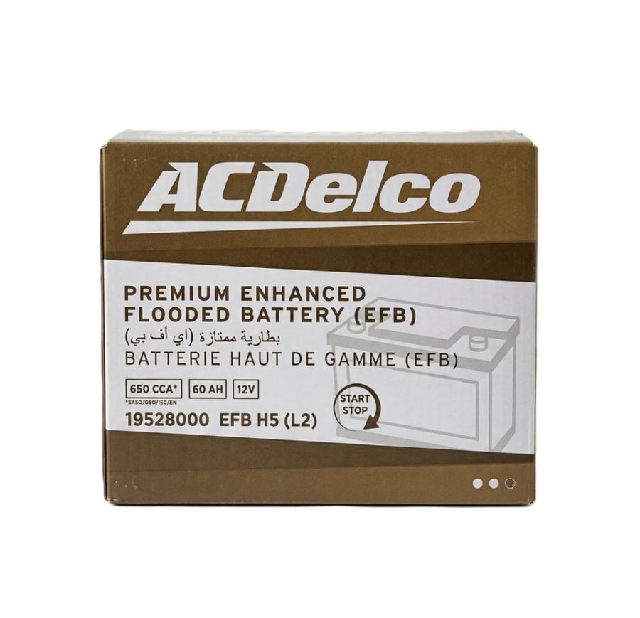 بطارية أي سي ديلكو 60 امبير EFB توقف تشغيل ضمان 20 شهر سعودي ACDELCO E