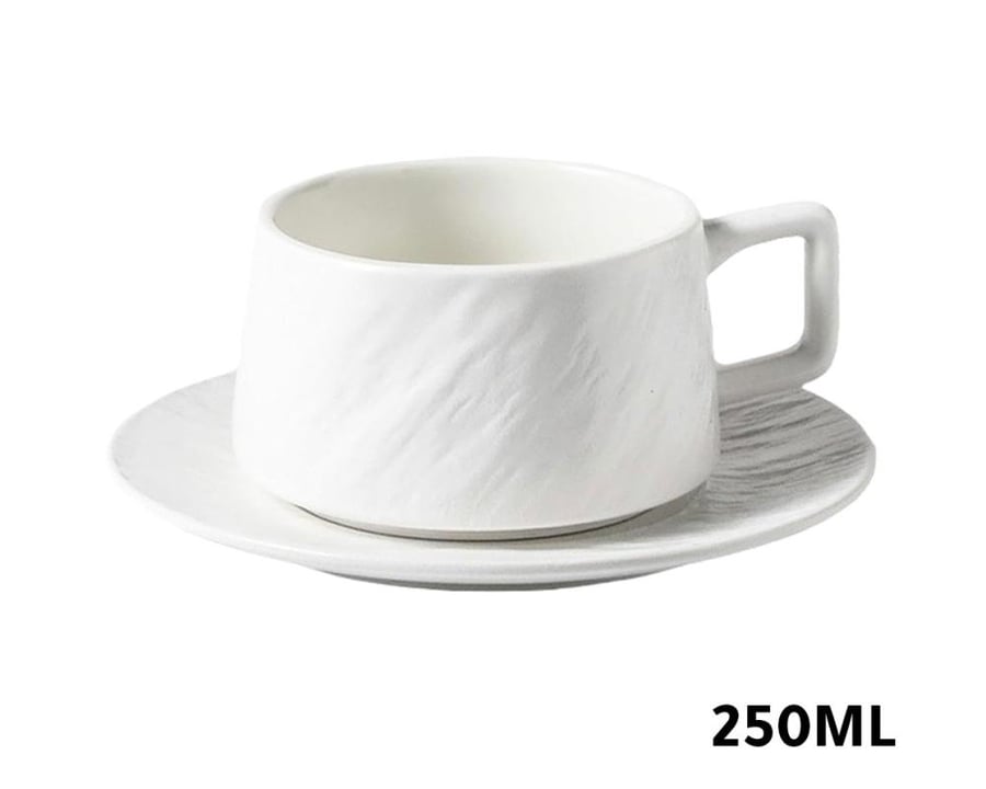 كوب قهوة سيراميك مع صحن 250مل ابيض