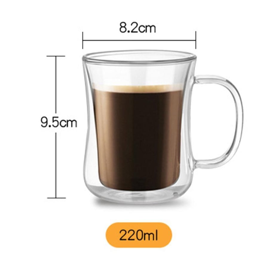 طقم كوبين قهوة زجاجي حجم - 220مل
