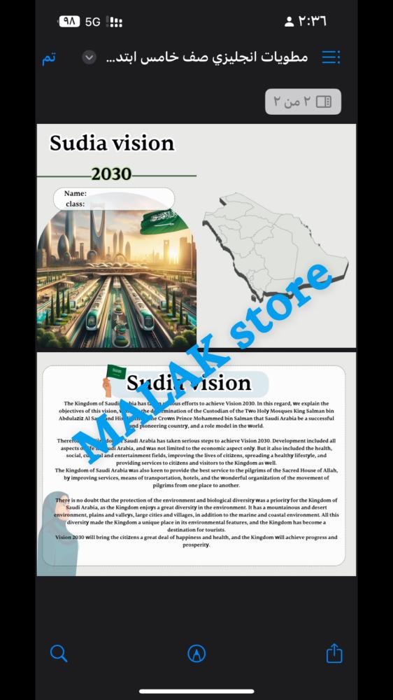 مطوية انجليزي الصف (٤+٥+٦)  sudia vision