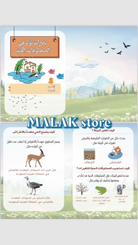 مطوية العلوم الصف الثالث الابتدائي ( تغيرات تؤثر في المخلوقات الحية ) الفصل الدراسي الاول