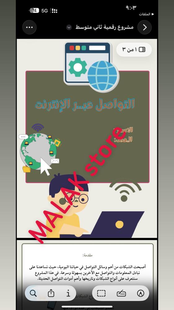 مشروع رقمية ثاني متوسط ( التواصل عبر الإنترنت )
