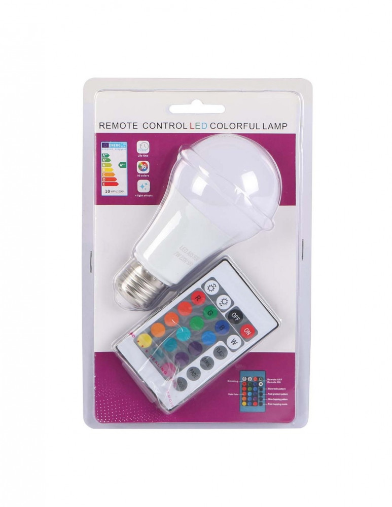لمبة ليد ملونة مع جهاز تحكم - Colorful LED bulb with remote control