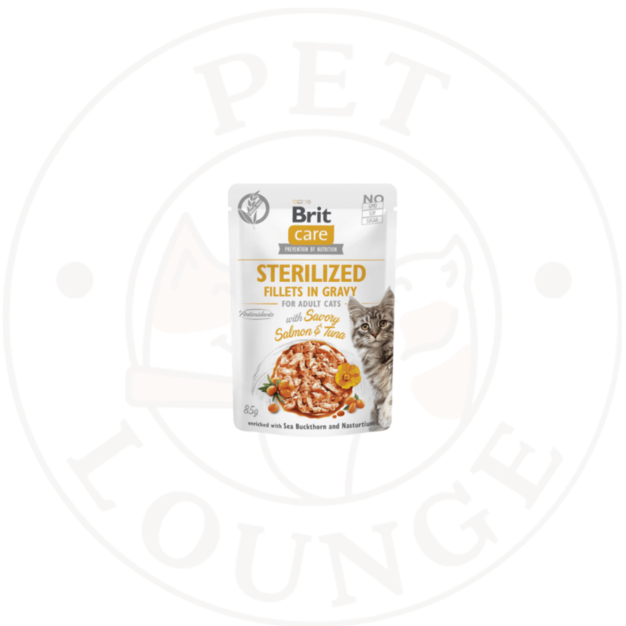 24-طعام رطب ظرف للقطط المعقمة تونة وسلمون - 85g Brit