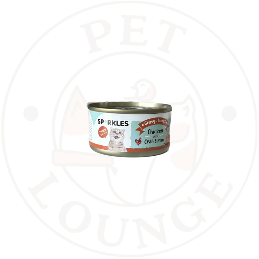 24-طعام رطب معلب للقطط دجاج وسلطعون بالمرق - 80g Sparkles