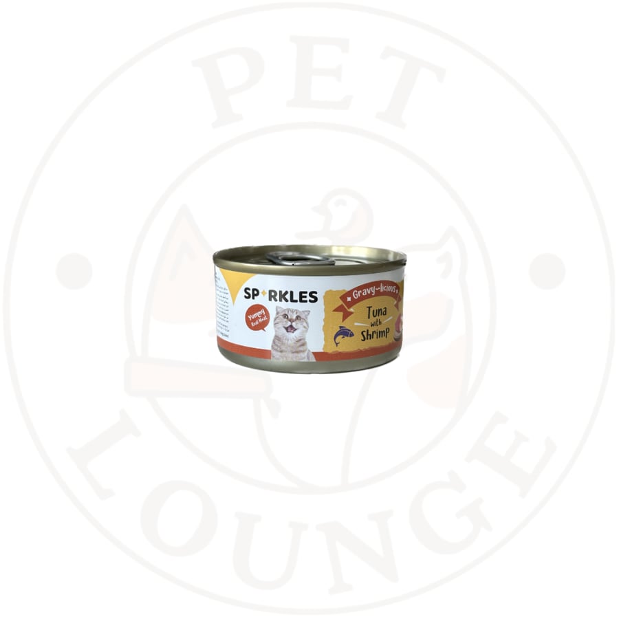 طعام رطب معلب للقطط تونة وجمبري بالمرق - 80g Sparkles