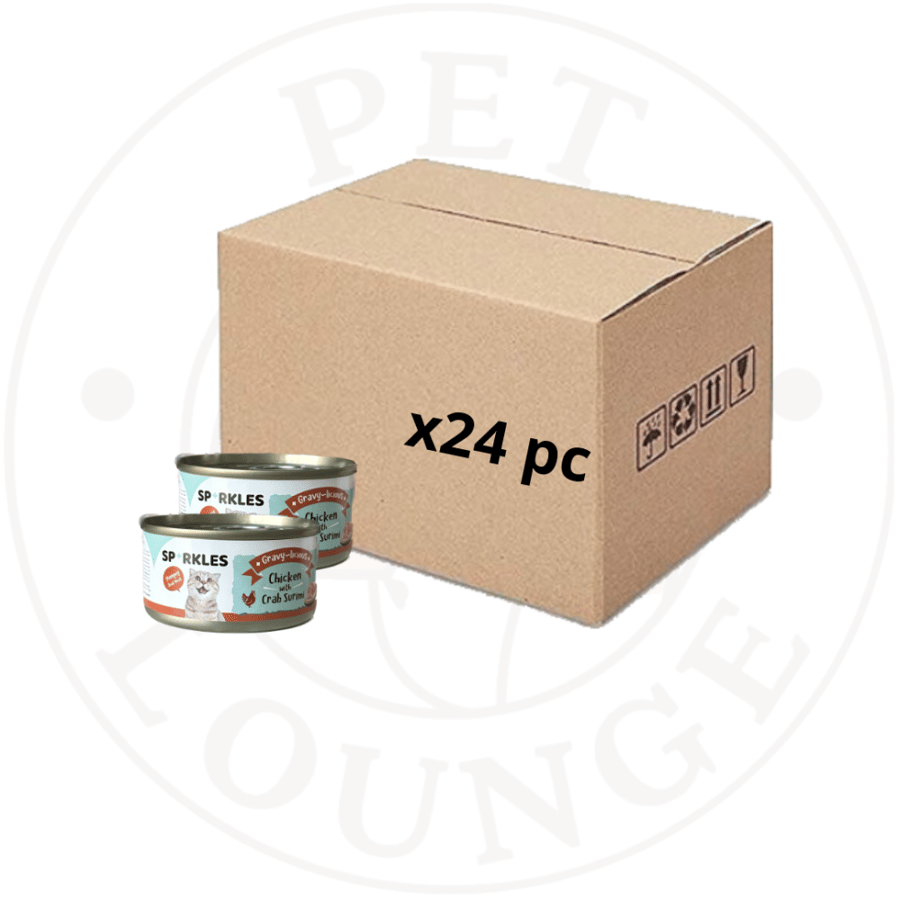 24-طعام رطب معلب للقطط دجاج وسلطعون بالمرق - 80g Sparkles