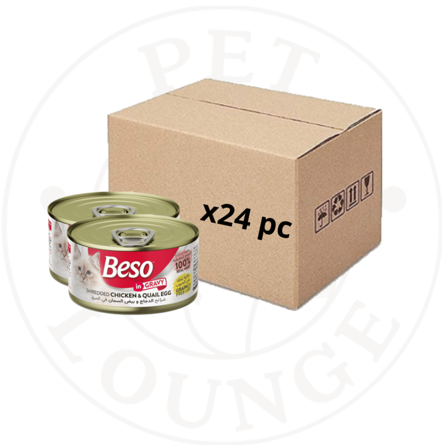 24-طعام رطب معلب للقطط دجاج وبيض السمان بالمرق - 85g Beso
