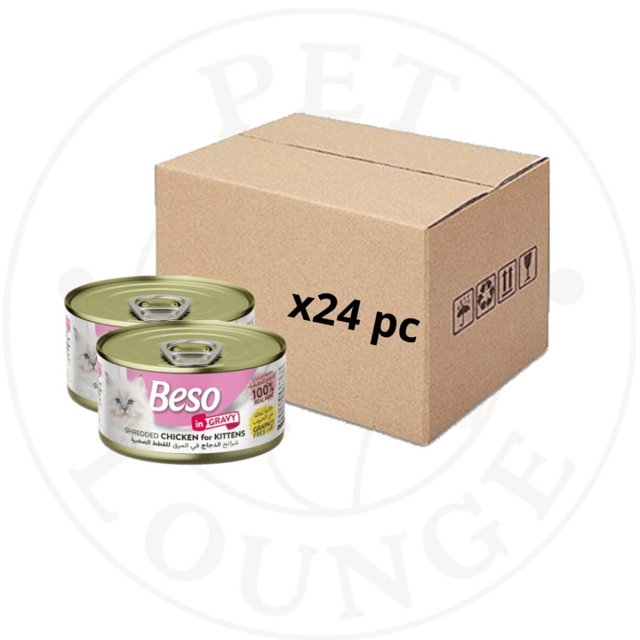 24-طعام رطب معلب للقطط الصغيرة دجاج بالمرق - 85g Beso