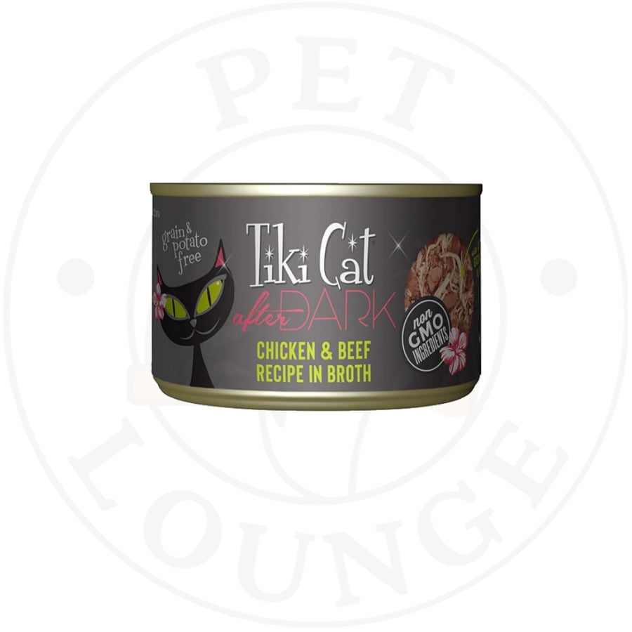 12-طعام رطب معلب للقطط افتر دارك دجاج ولحم بقري 80g - Tiki Cat