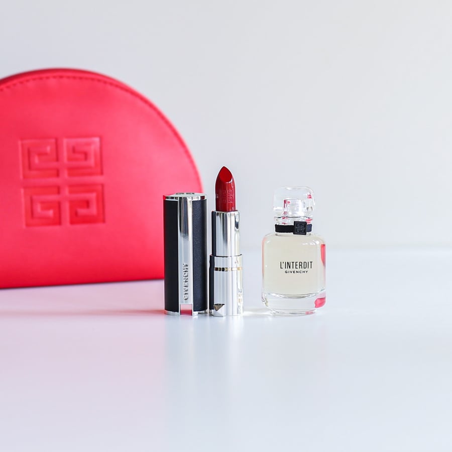 مجموعة ميني جيفنشي شنطة , عطر , روج